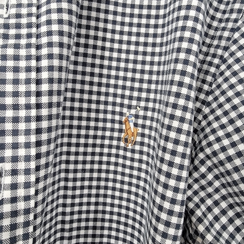 Ralph Lauren Blue Label Shirt Men's XL Black White Gingham Checkered Button Down - Picture 4 of 14